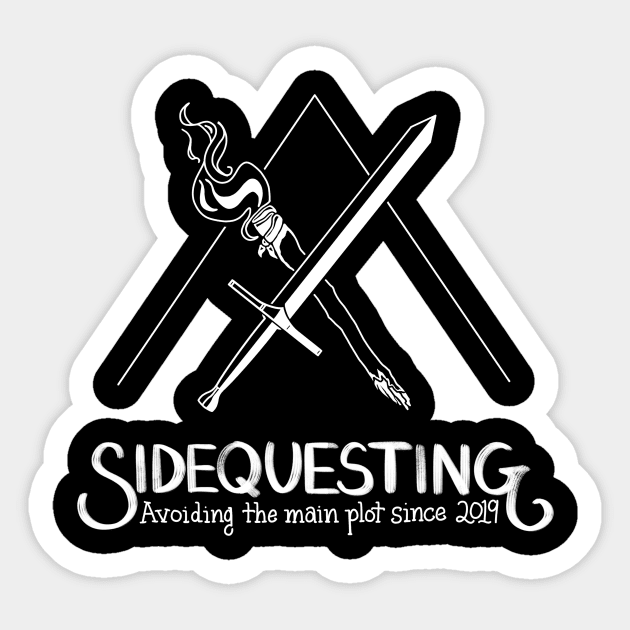 Sidequesting Logo, front and back - White Sticker by Sidequesting